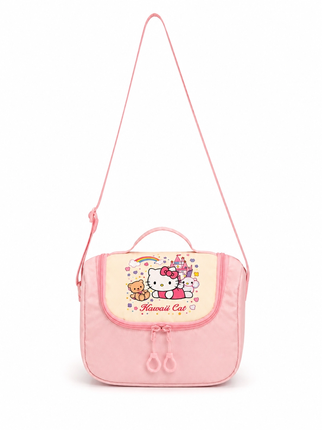 Kore Kawaii 4’lü Okul Çantası Seti Ortopedik Sırt Çantası - Twill Kumaş, Termal Beslenme Çantası, Kalemlik ve Cüzdan