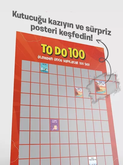 To Do 100 | Ölmeden Önce Yapılacak 100 Şey | Özel Kazı Kazan Poster