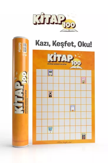 Kitap 100 Kazı Kazan Poster | Okuma Listesi Takip Posteri | Kitapseverlere Hediye