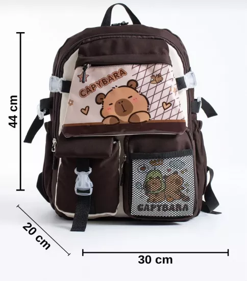  Kore Kawaii PVC Baskılı Okul Çantası ( Su Geçirmez Özel Gabardin Kumaş , Organizer Fileli Cepler )