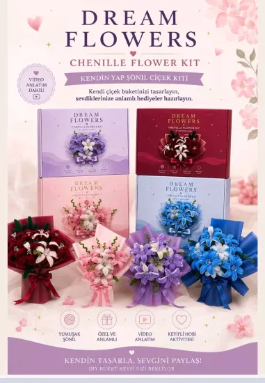 Dream Flowers Kendin Yap Tam Set Şönil Seti