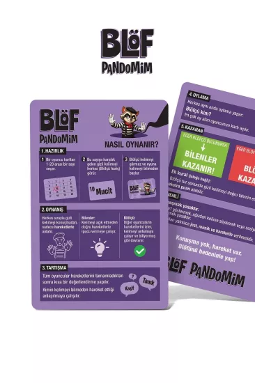 Blöf: Pandomim Kart Oyunu | 3-6 Kişilik Konuşmadan Anlatma ve Blöf Oyunu, 12+ Yaş