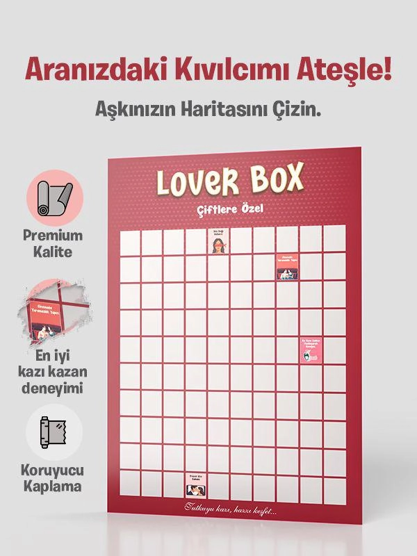 Lover Box Çiftlere Özel | Partnerinle Yapılacak 100 Yetişkinlere Özel Aktivite | Kazı Kazan Poster