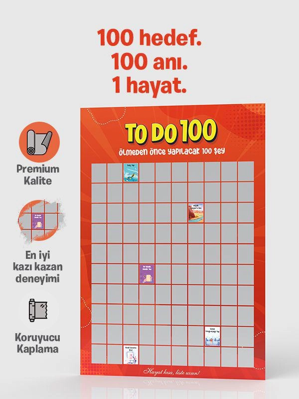To Do 100 | Ölmeden Önce Yapılacak 100 Şey | Özel Kazı Kazan Poster