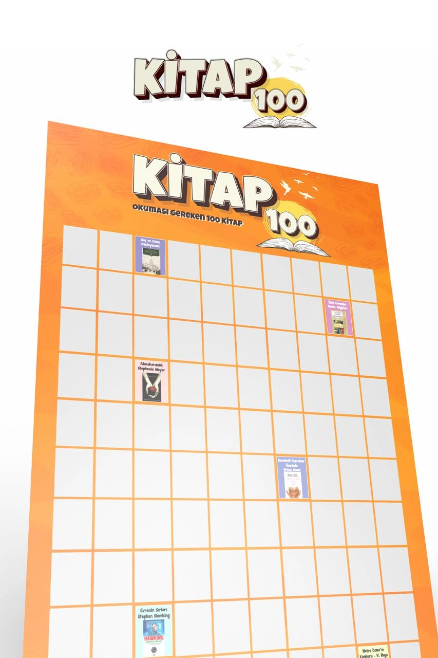 Kitap 100 Kazı Kazan Poster | Okuma Listesi Takip Posteri | Kitapseverlere Hediye