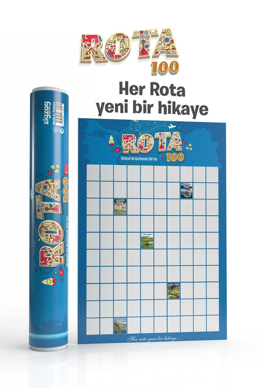 Rota 100 Kazı Kazan Poster | Türkiye Gezi Rotası Posteri | Gezginlere Hediye