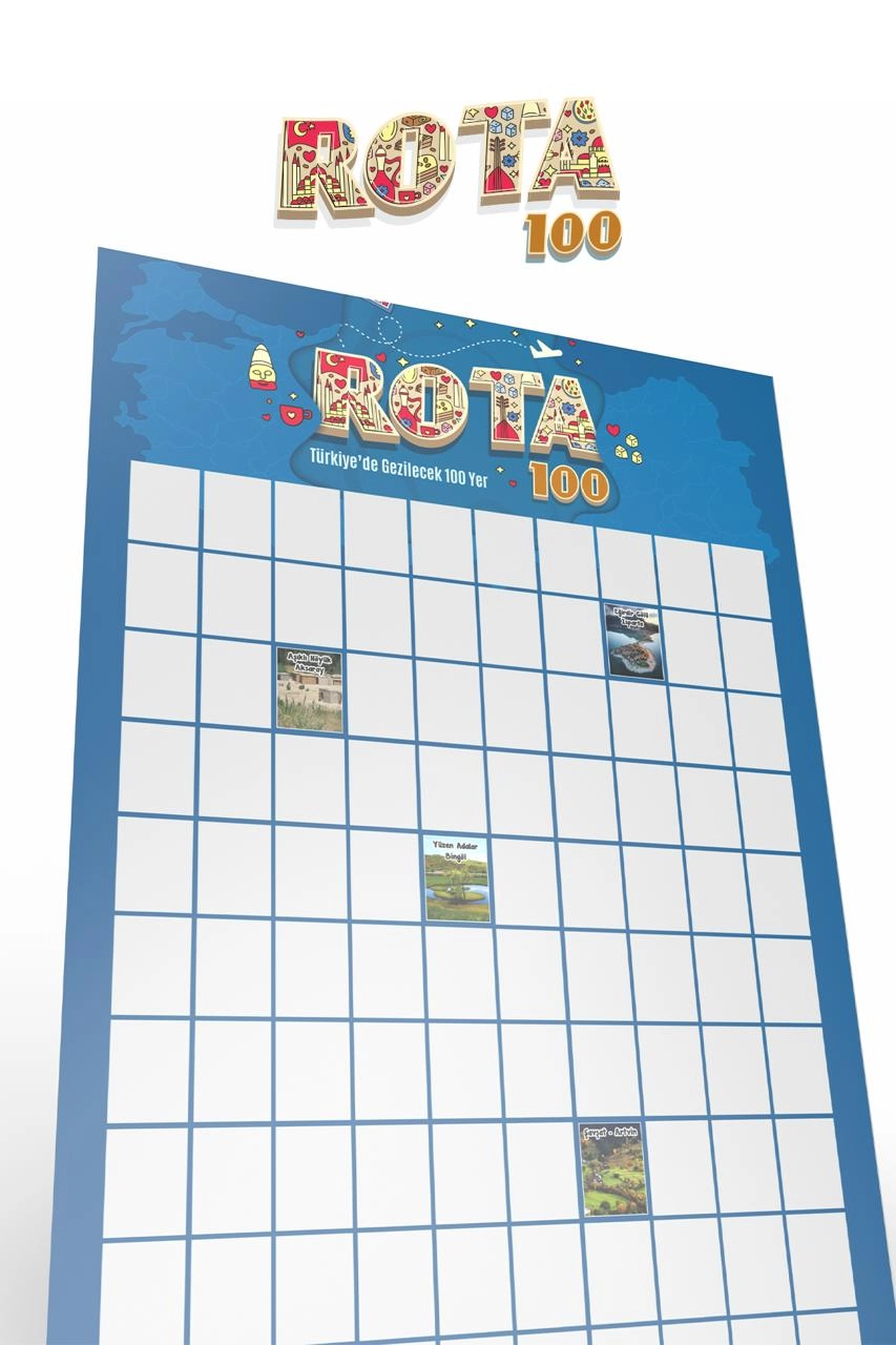 Rota 100 Kazı Kazan Poster | Türkiye Gezi Rotası Posteri | Gezginlere Hediye