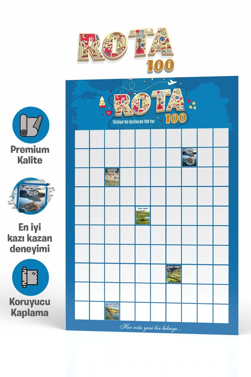 Rota 100 Kazı Kazan Poster | Türkiye Gezi Rotası Posteri | Gezginlere Hediye