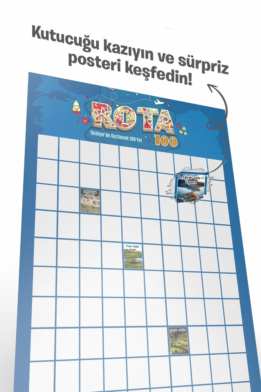 Rota 100 Kazı Kazan Poster | Türkiye Gezi Rotası Posteri | Gezginlere Hediye