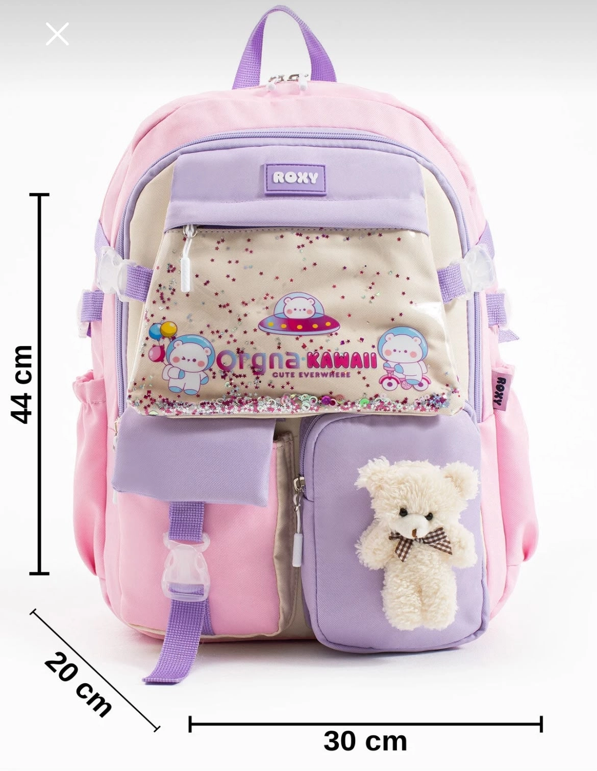 Kore Kawaii Ayıcıklı Okul Çantası Seti – Sırt Çantası + Beslenme Çantası + Kalemlik