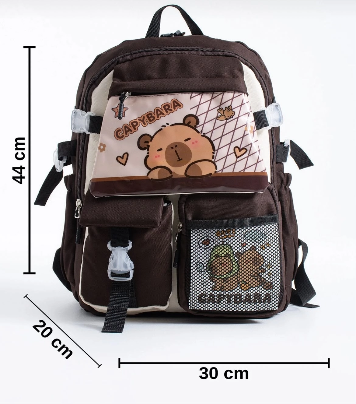  Kore Kawaii PVC Baskılı Okul Çantası ( Su Geçirmez Özel Gabardin Kumaş , Organizer Fileli Cepler )