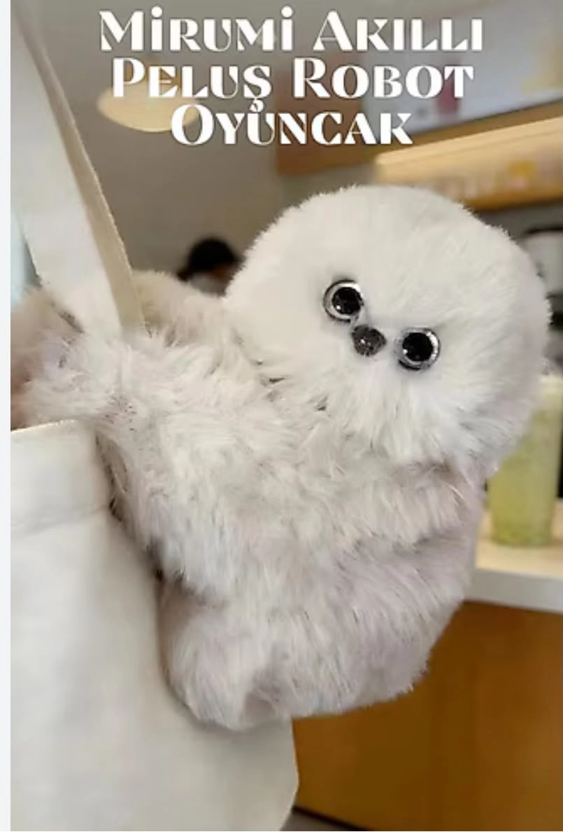  Mirumi Akıllı Peluş Robot Oyuncak - Müzikli - Hareketli Kafa - Etkileşimli Sevimli-Krem 